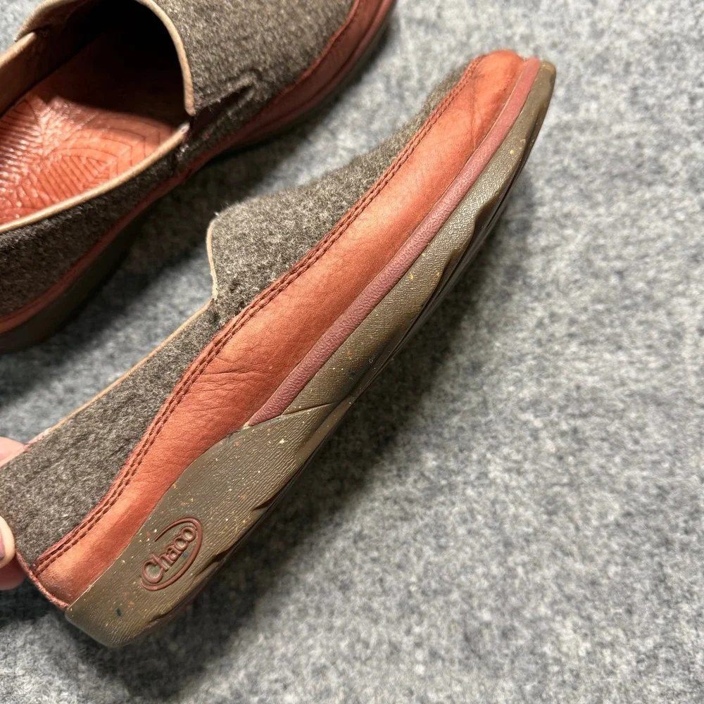 CHACO BAKER CHOCOLATE Wool Leather Slip On Loafers Shoes Womens 8.5